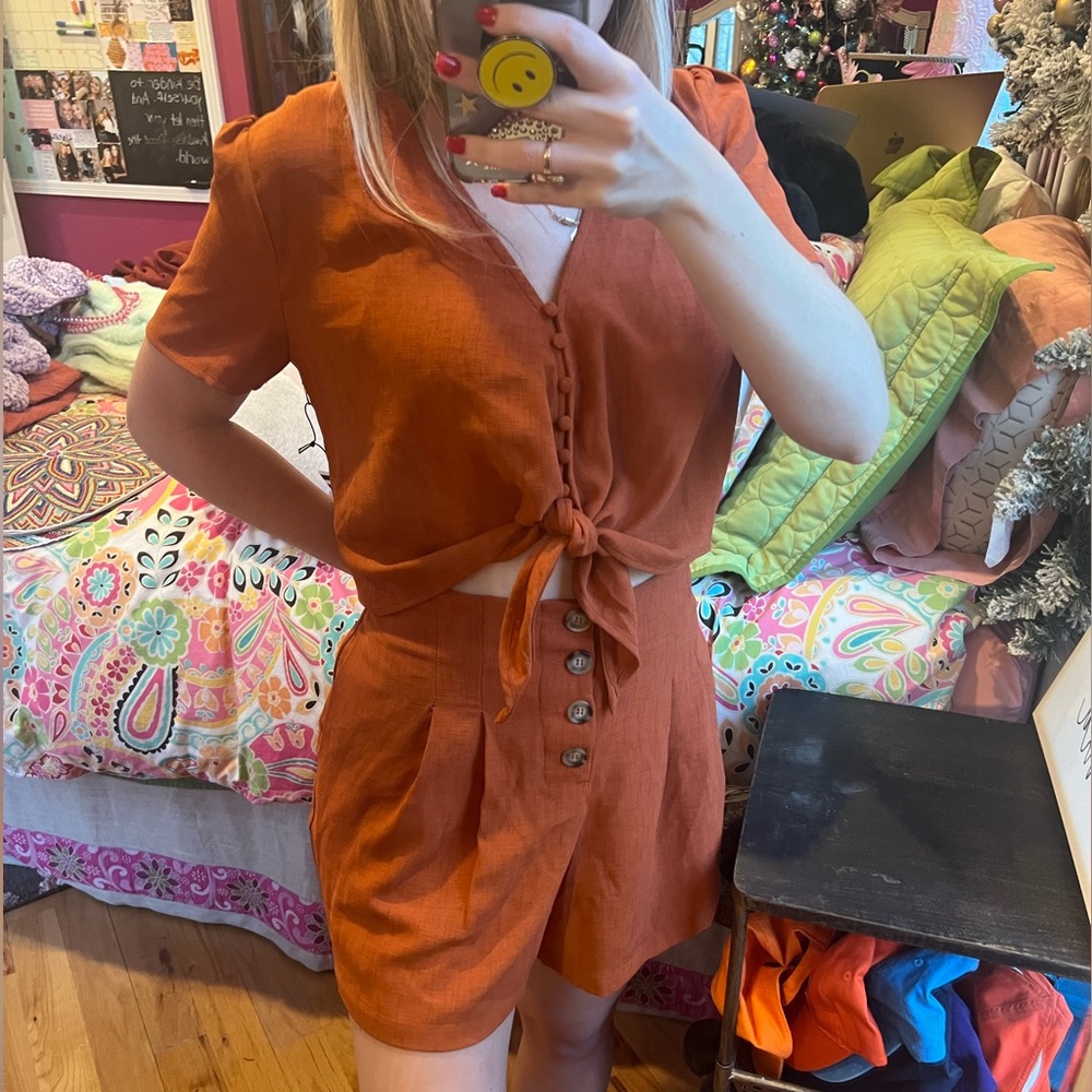Two piece burnt orange set, shirt and shorts | Gameday Burnt Orange Set